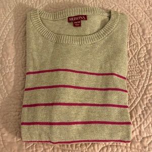 XS cream/grayish + pink stripe long sleeve sweater.